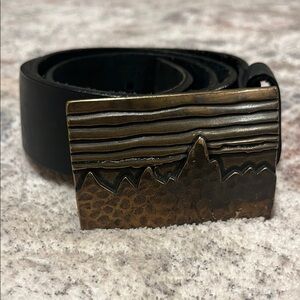 Black belt with mountain buckle